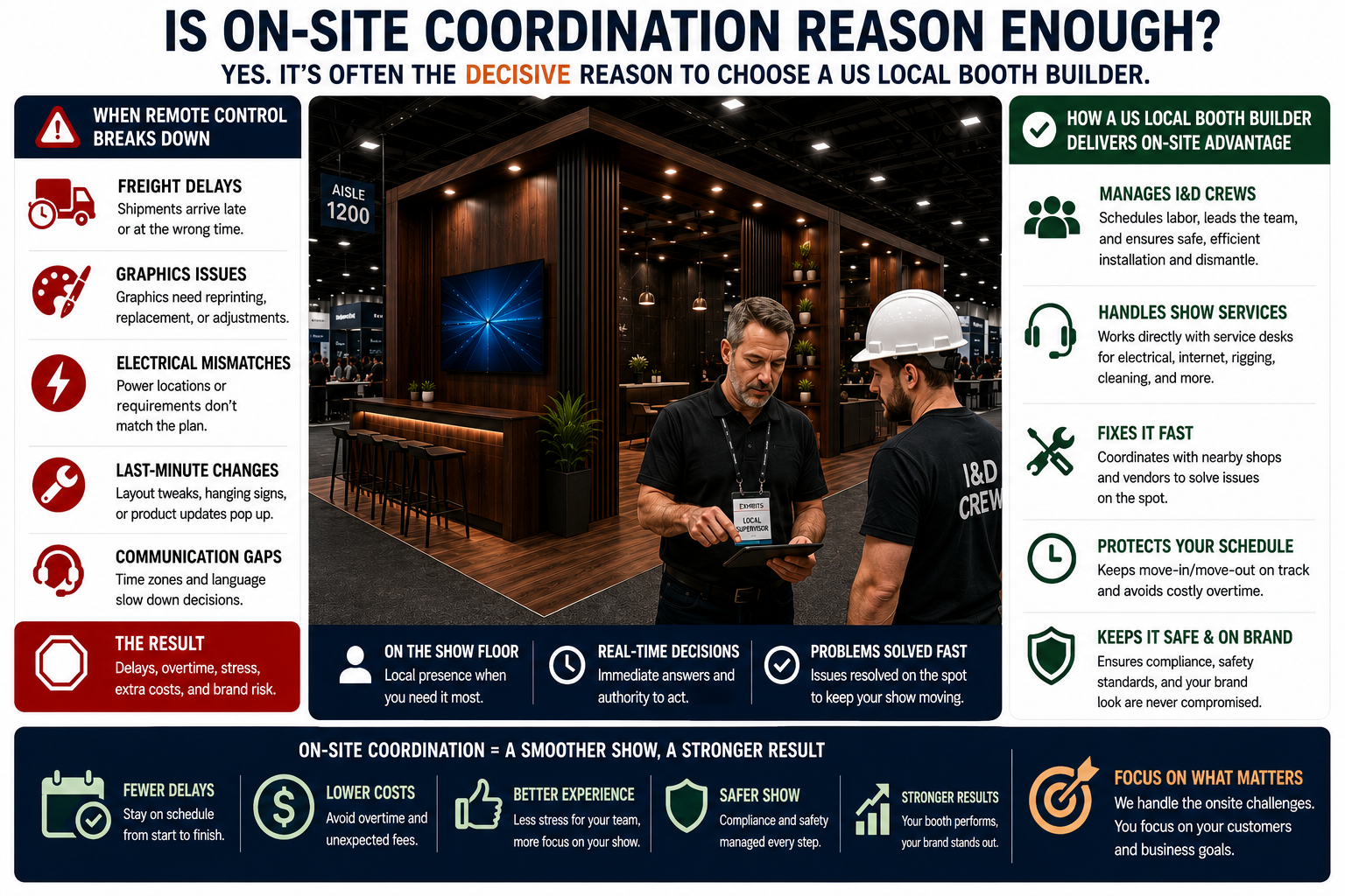 US local booth builder on-site coordination